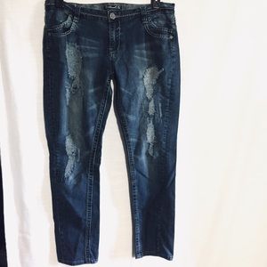 Threads Distressed low rise skinny jeans 11